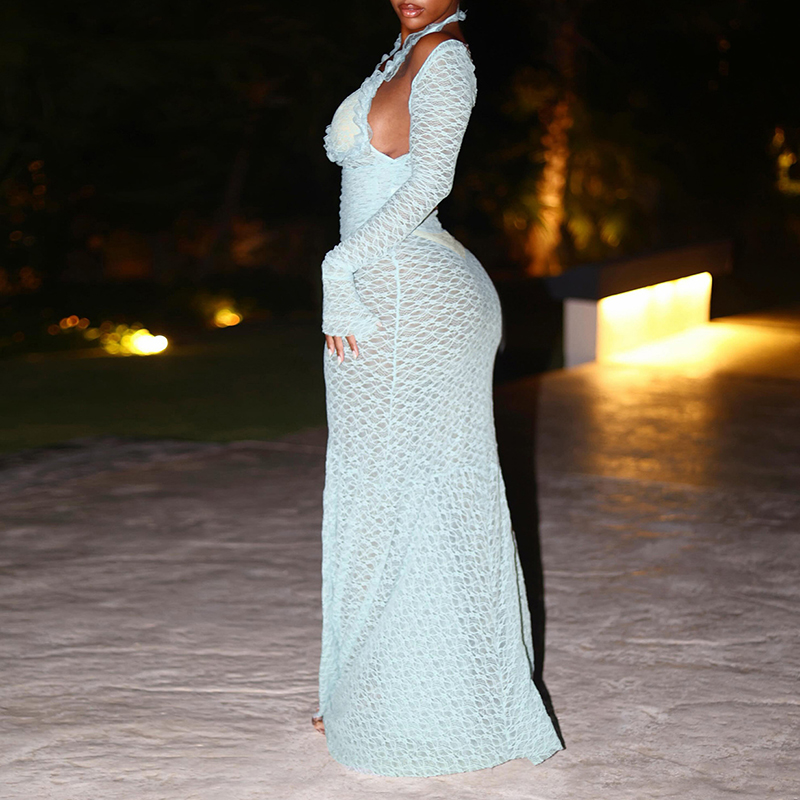 Ensemble de robe longue en den - Sheer Mesh Bra avis et prix